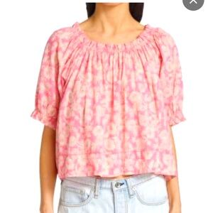 THE GREAT The garland off the shoulder‎ Vintage inspired Pink Top Oversize XS